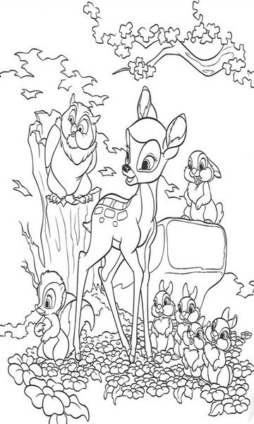 kolorowanka Bambi malowanka do wydruku Disney z bajki dla dzieci nr 7